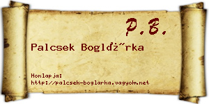 Palcsek Boglárka névjegykártya